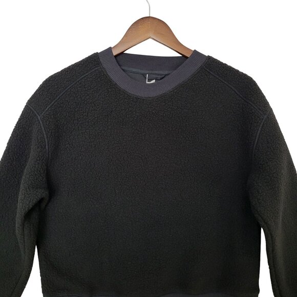 Everlane The ReNew Fleece Oversized Crew Sweater Womens Size XXS Black NWT - Picture 3 of 8